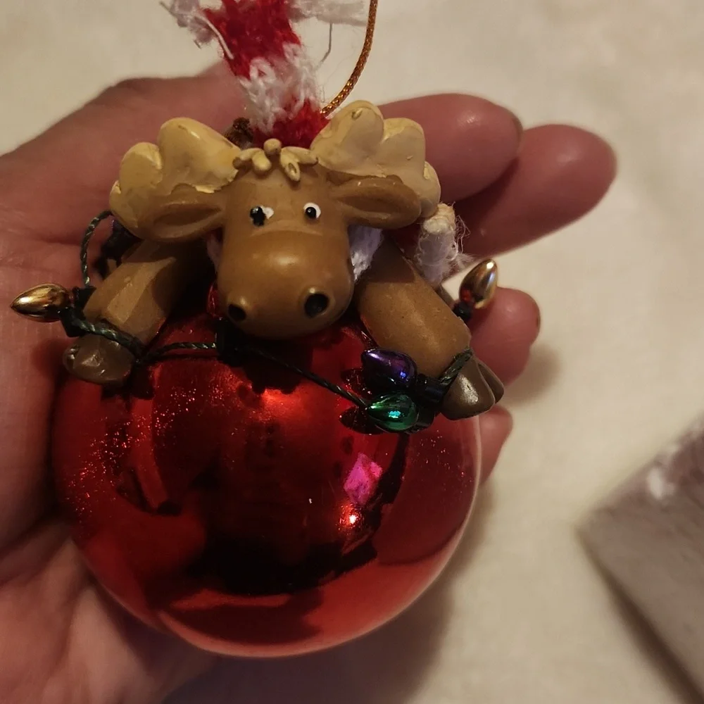 Vintage, Holiday Ornament Set, Snowmen, Santa, Reindeer, Vintage Christmas Bells